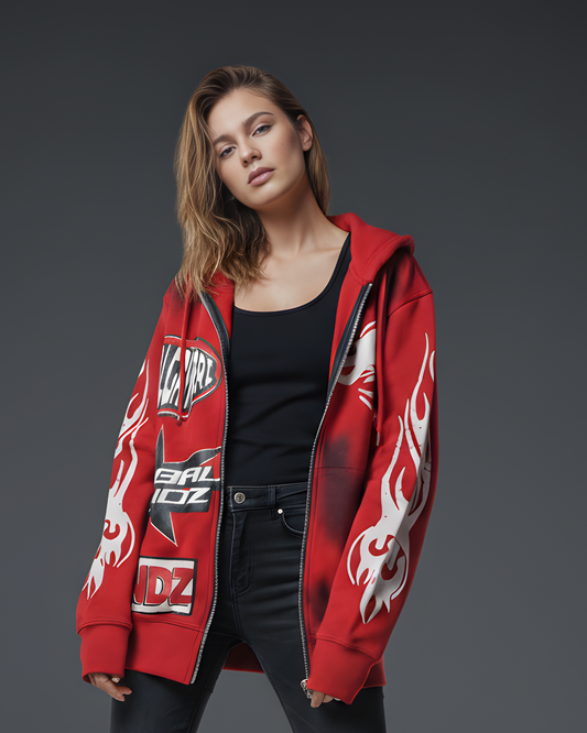 Streetwear Graphic Zip-Up Hoodie