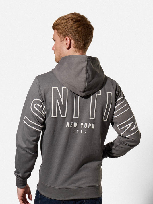Cotton Fleece Zip-Up Hoodie — Charcoal