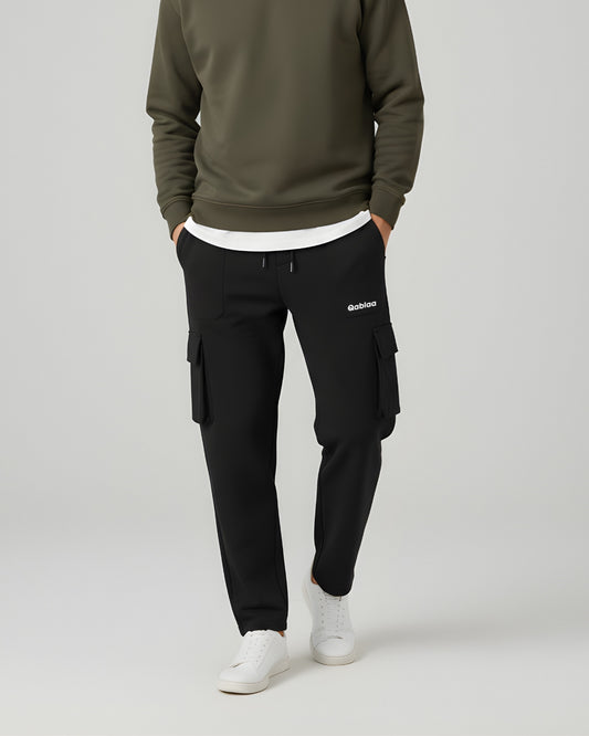 Qablaa Polyester Terry Straight Cargo Trouser
