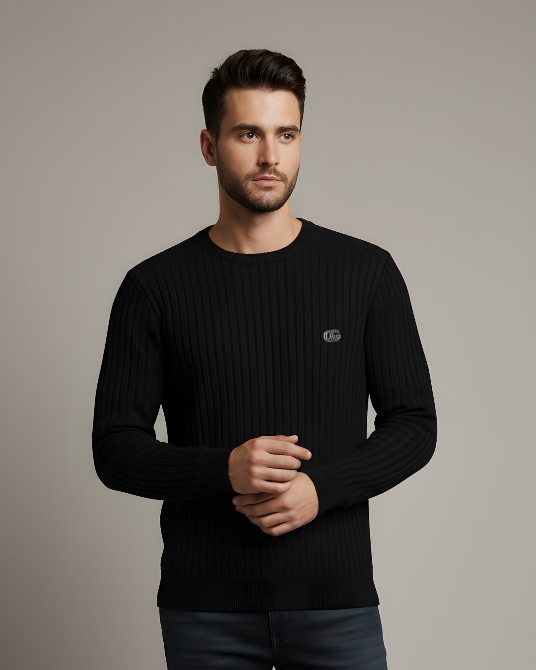 Interlock Jersey Winter Crew Neck Sweater