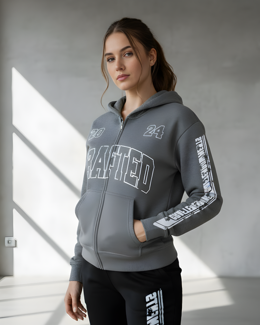 Modern Graphic Zip-Up Hoodie