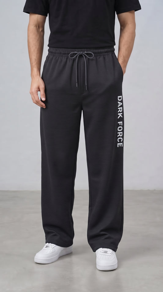 Dark Force Textured Baggy Straight Trousers