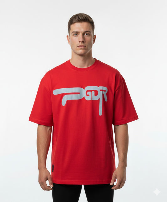 Crimson Drift Drop-Shoulder T-Shirt